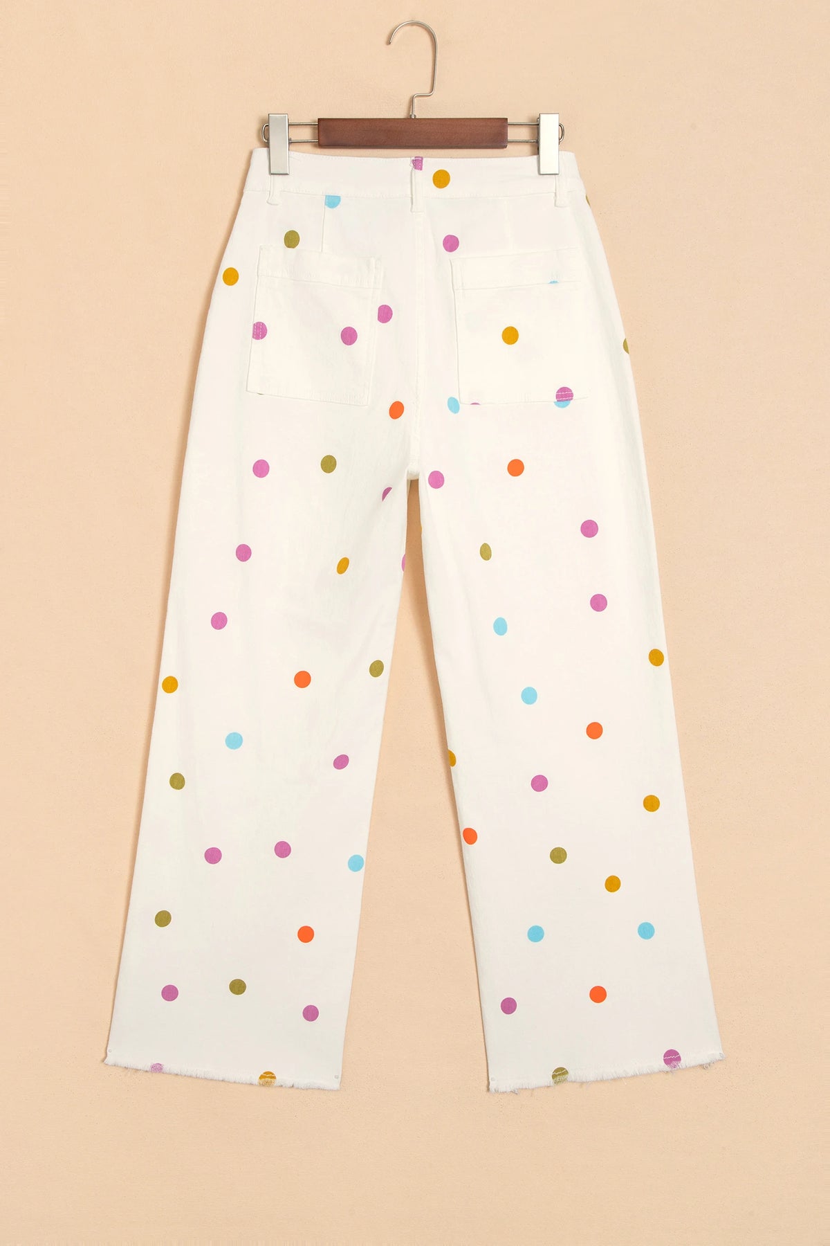 Polka Dot Denim High Waist Straight Leg Jeans