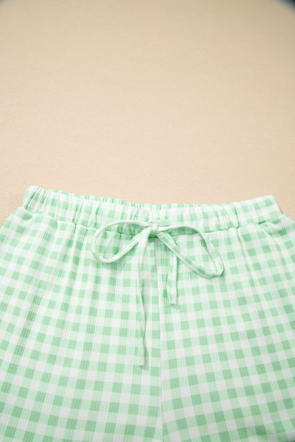 Gingham Long Sleeve Top and Shorts Set