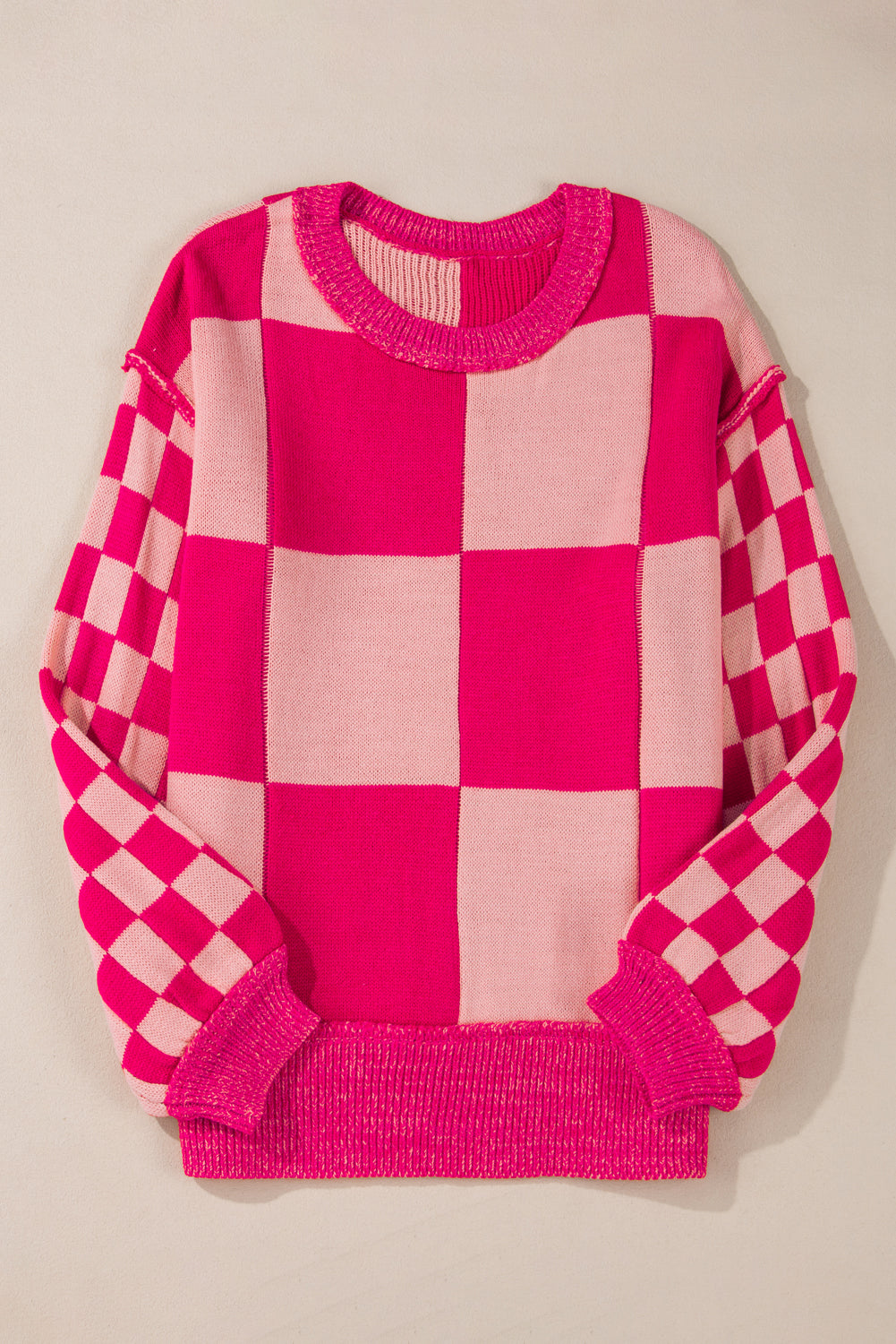 Checker Drop Shoulder Sweater