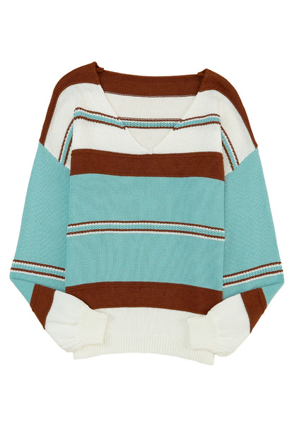 Stripe Long Sleeve V-Neck Sweater