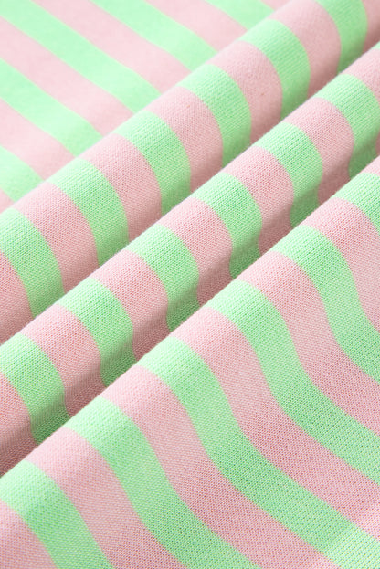 Stripe Contrast Ribbed Trim Cross Stitch Sweatshirt