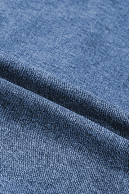 Western Denim Button Front Slit Sleeveless Vest