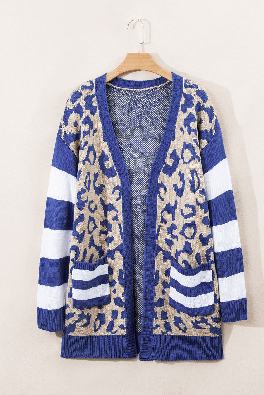 Leopard Stripe Open Front Cardigan