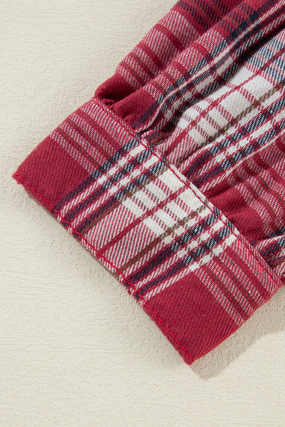 Plaid Patchwork Hooded Denim Jacket