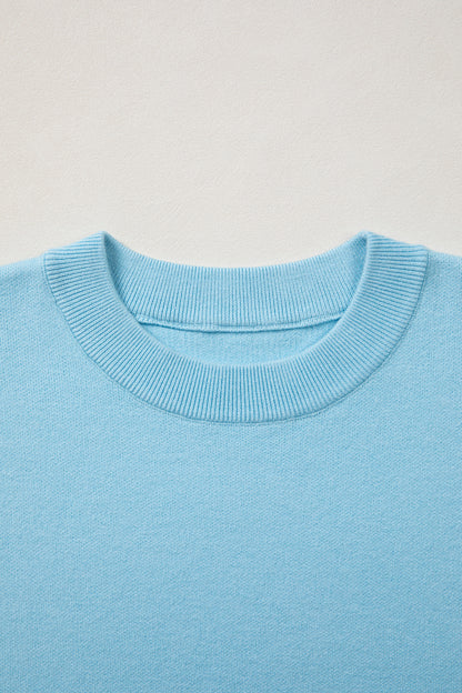 Solid Scalloped Hem 3/4 Sleeve Sweater Top