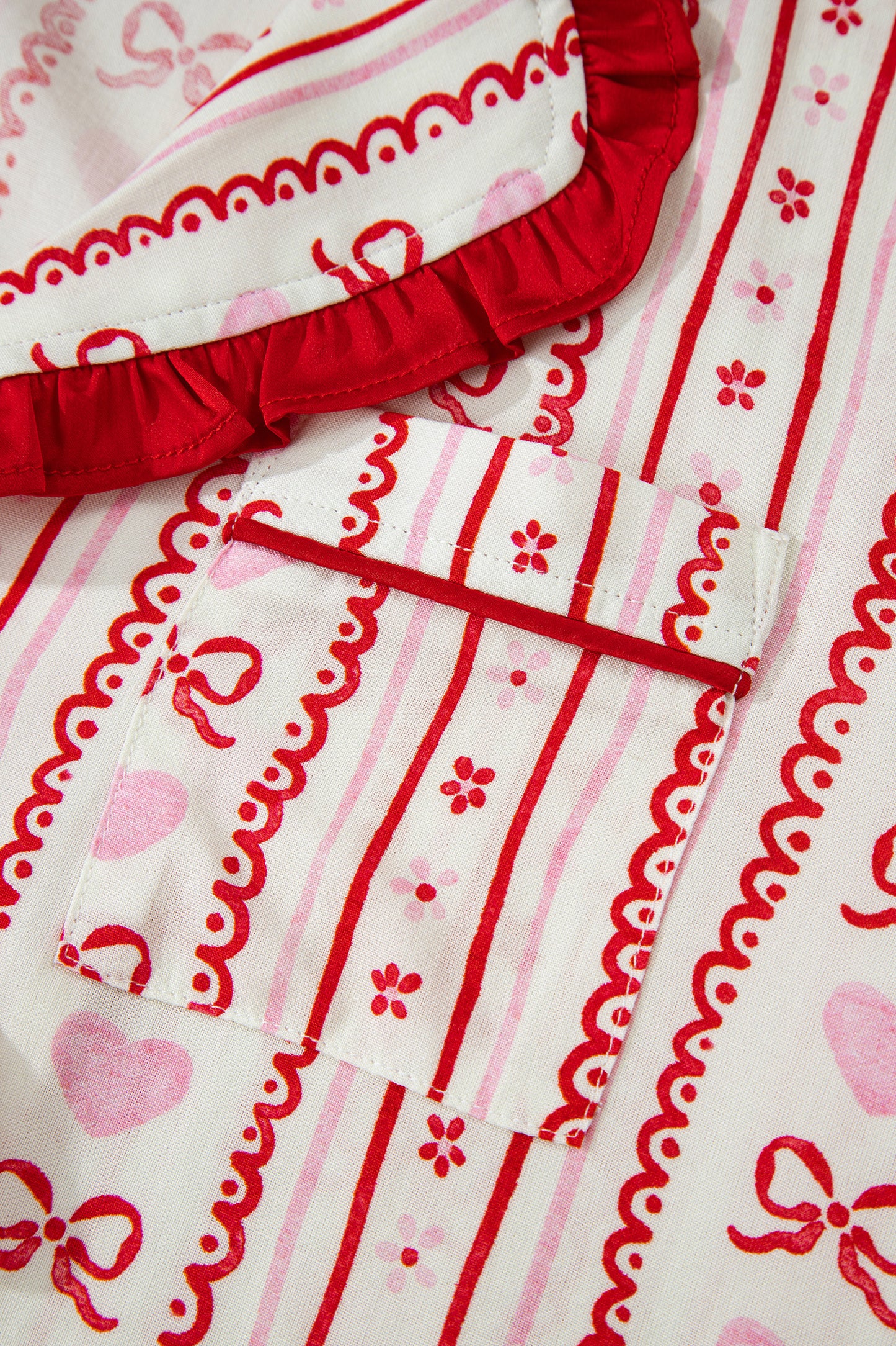 Valentine Heart Bow Shirt and Shorts Pajama Set