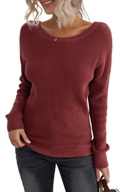 Cross Back Loose Knit Sweater