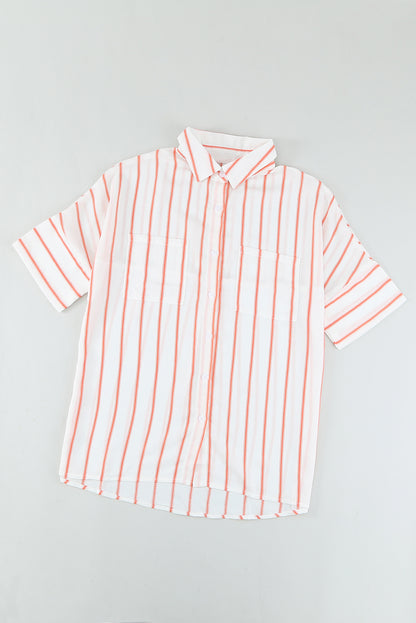 Stripe Short Sleeve Pocketed Shirt