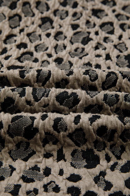 Leopard Zip-Up Collared Cap Sleeve Top