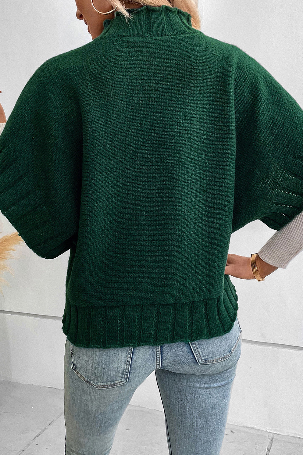 Batwing Sleeve Mock Neck Sweater