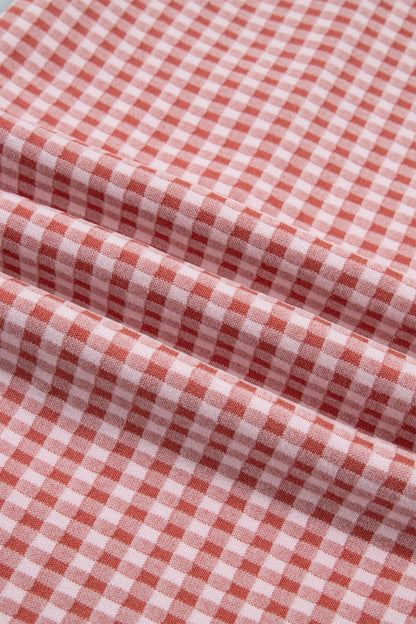 Gingham Exposed Seam Drawstring Elastic Waist Pants