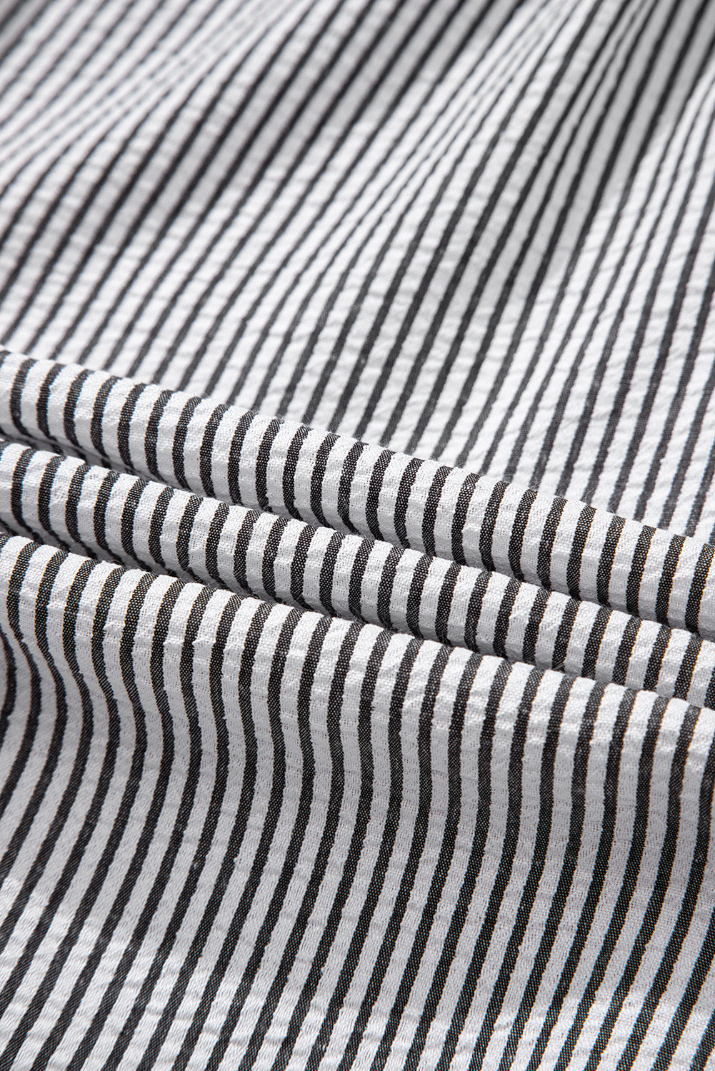 Stripe Ruffle Bubble Sleeve Shirt