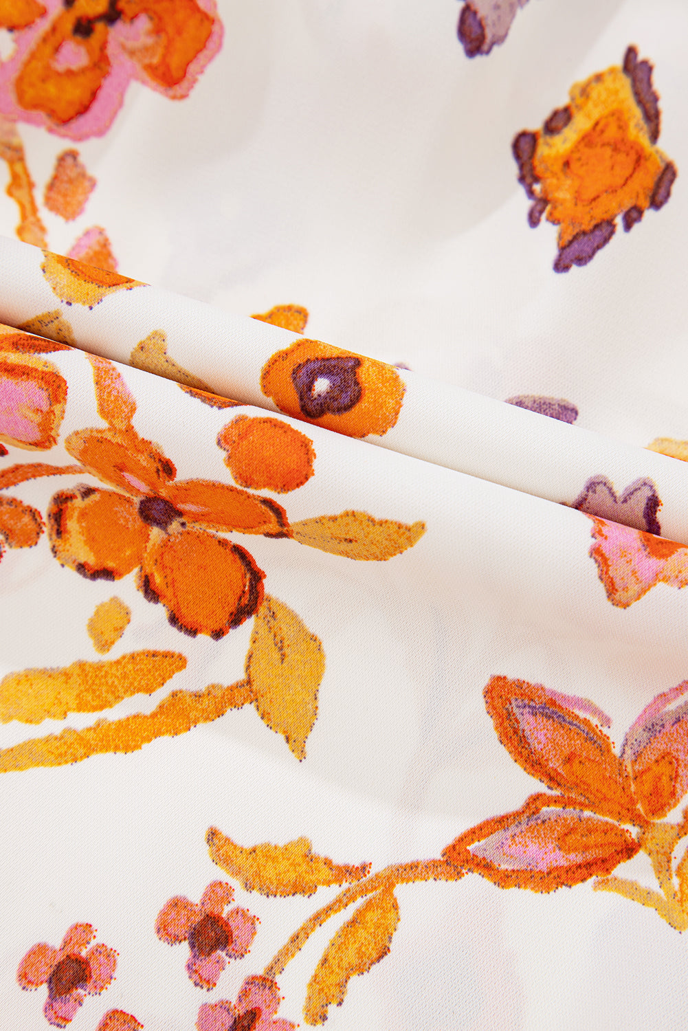 Floral Geometric Ruffle Trim Mini Dress