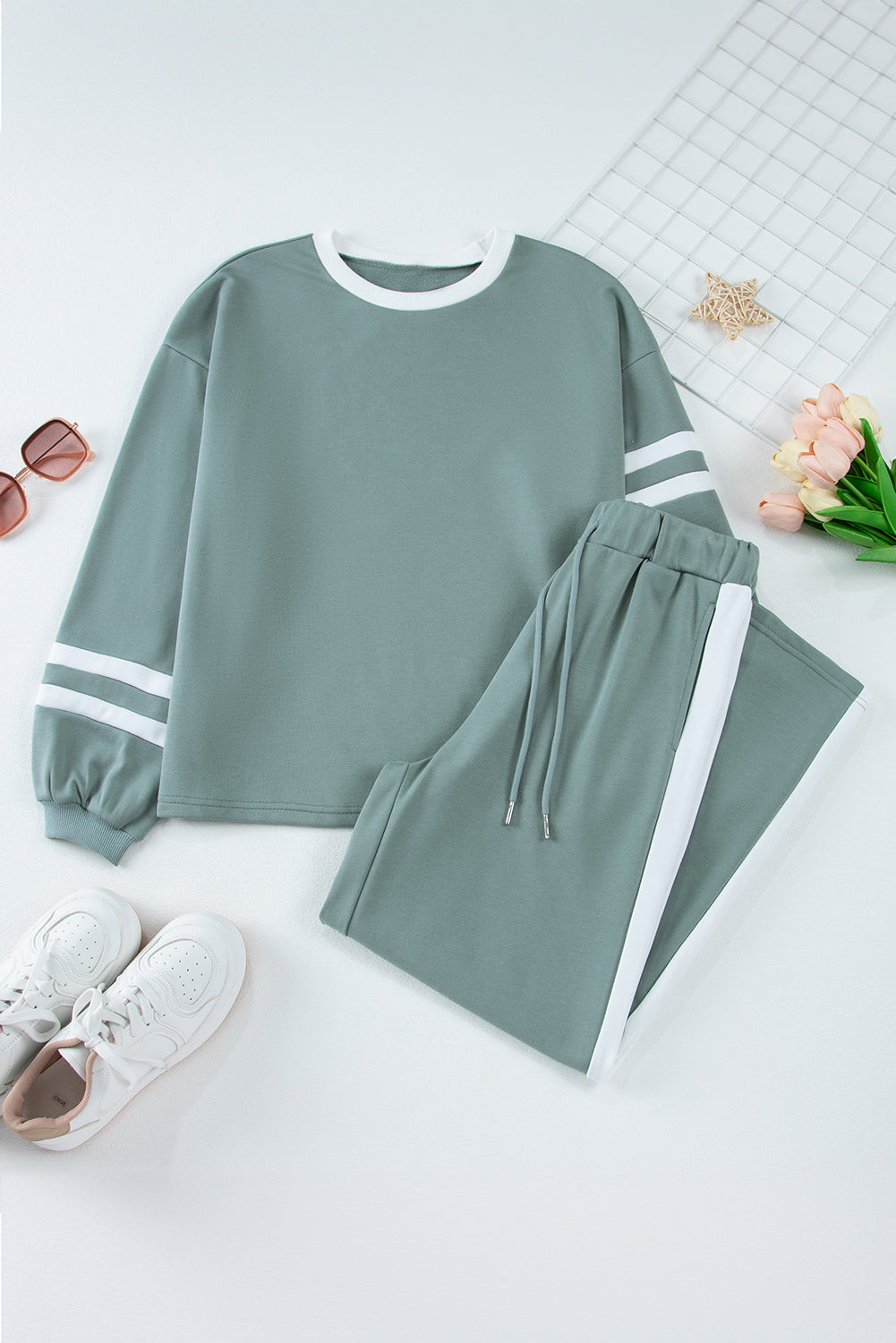 Varsity Stripe Pullover and Drawstring Pant Set