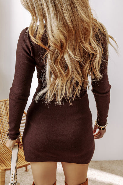 Solid Mock Neck Sweater Dress