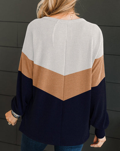 Chevron Colorblock Ribbed Top