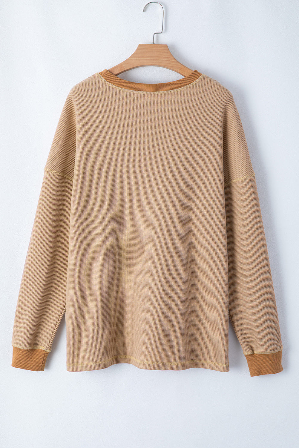 Waffle Knit Pullover Sweatshirt