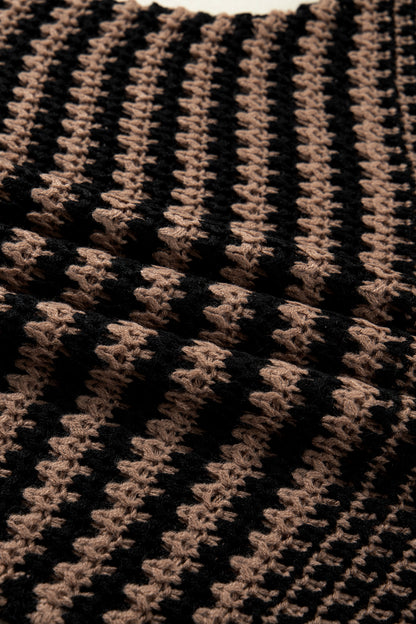 Stripe Draped 3/4 Sleeve Slouchy Sweater