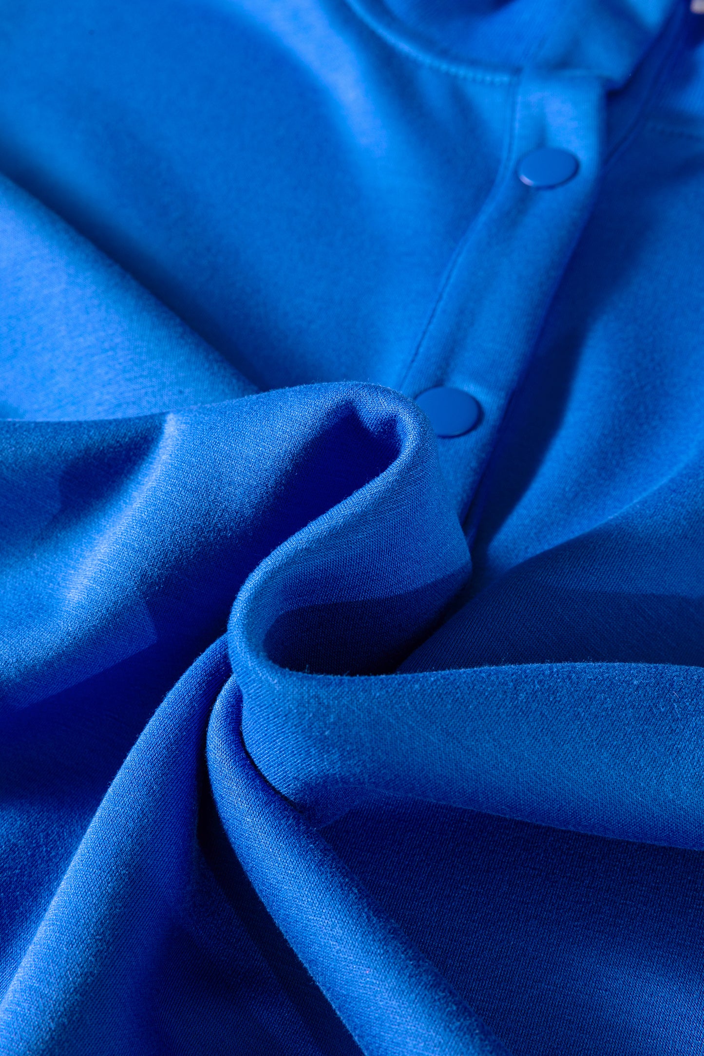 Contrast Frilled Trim Buttoned Collar Short Sleeve Top