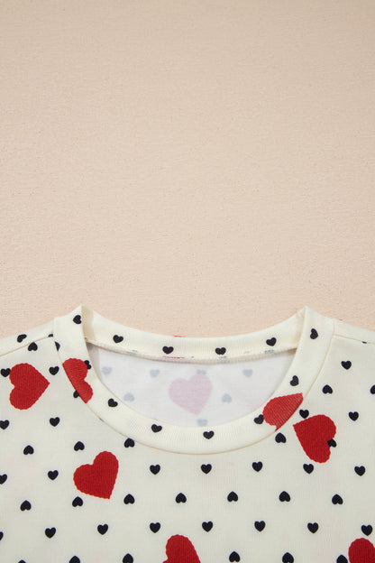 Valentine Heart & Flower Checker Long Sleeve Blouse