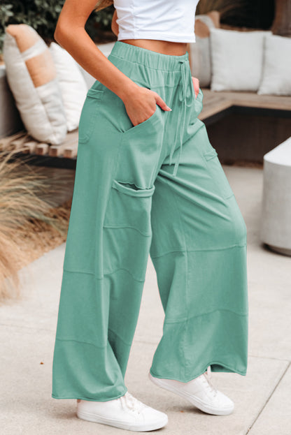 Mineral Wash Reverse Seam Drawstring Elastic Waist Pants