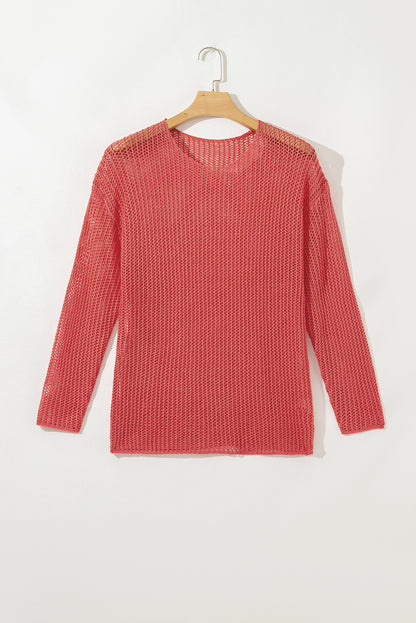 Solid Crochet Hollow-Out Sweater
