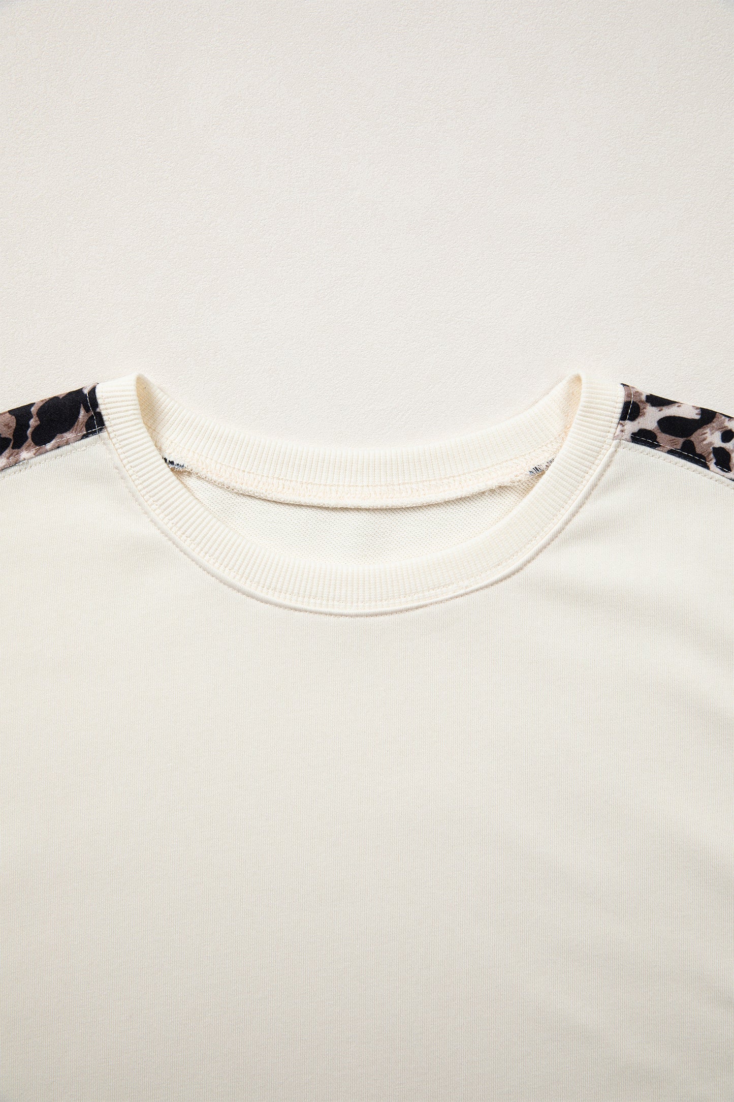 Leopard Patchwork Uneven Hem Short Sleeve Top