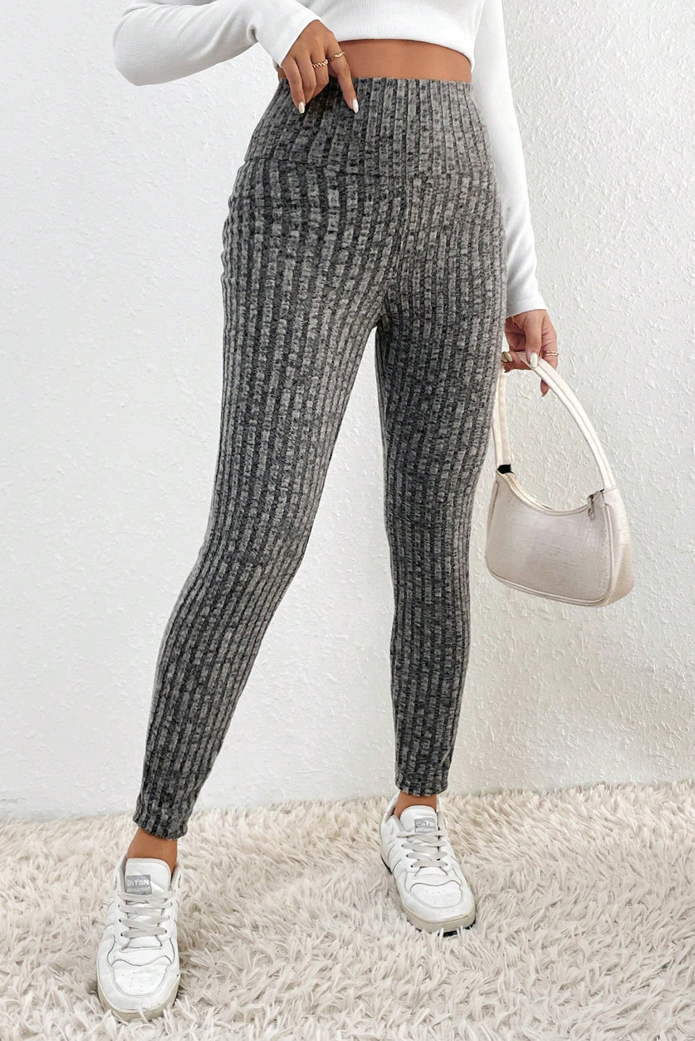 Ribbed Textured High Waist Leggings