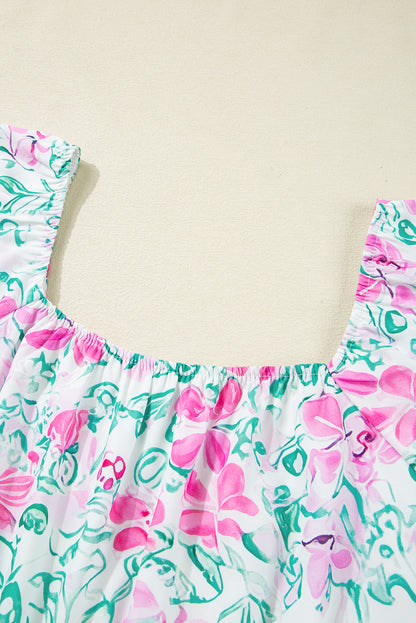 Plus Size Floral Ric-Rac Trim Mini Dress