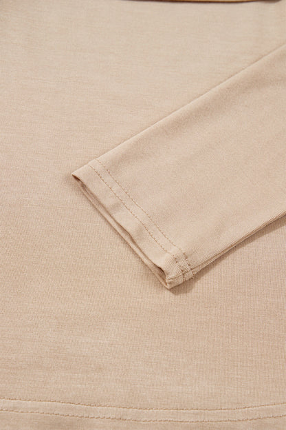 Solid Fold-Over Off-Shoulder Long Sleeve Top