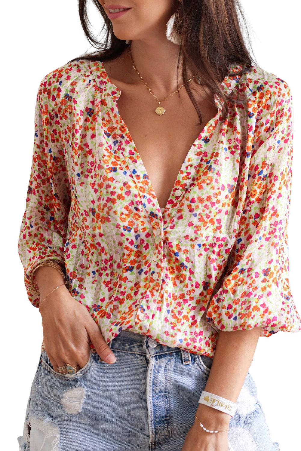 Floral Long Sleeve Buttoned Shirt