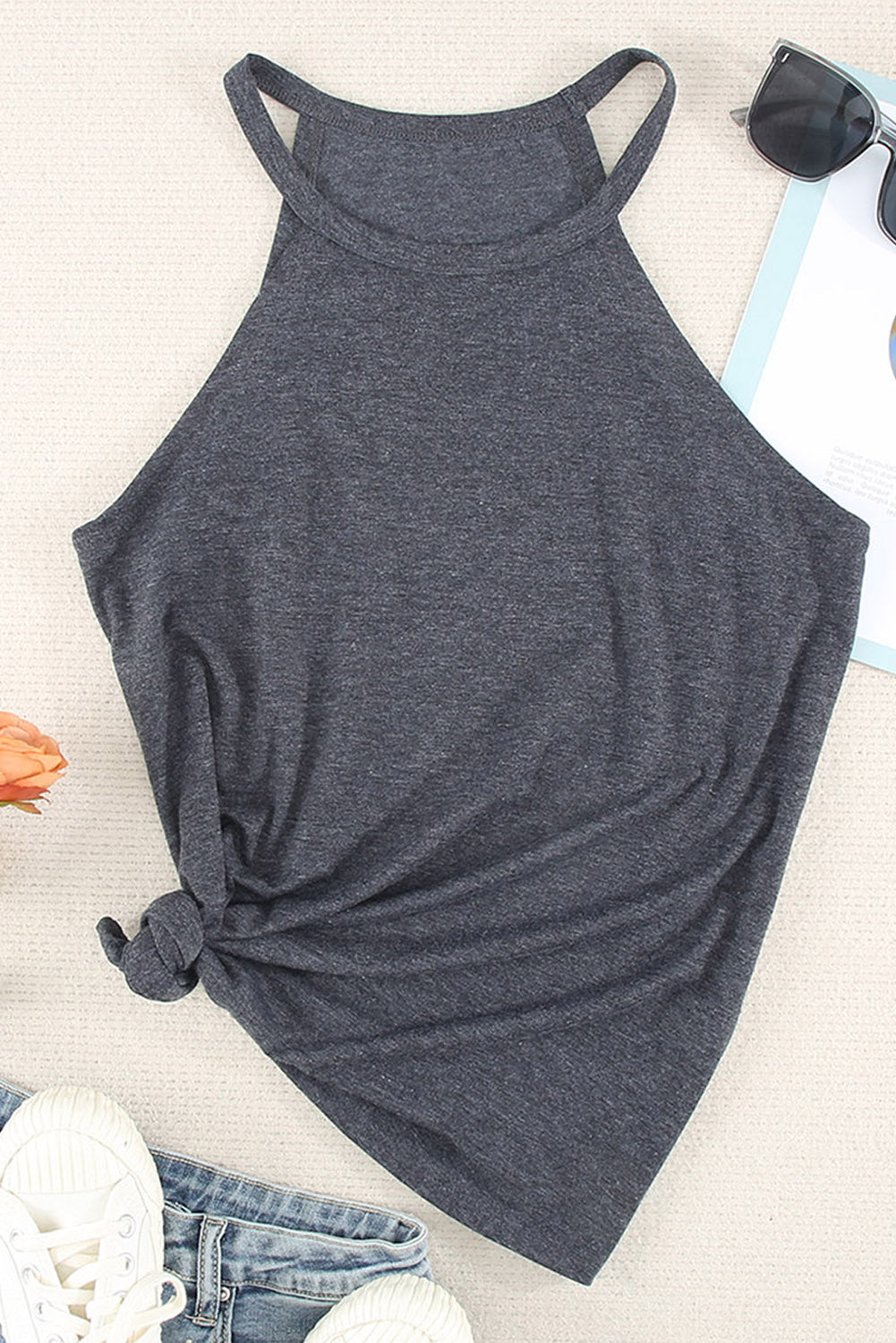 Solid Crewneck Tank Top