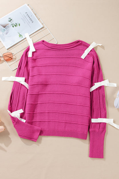 Bow Cut Out Round Neck Sweater