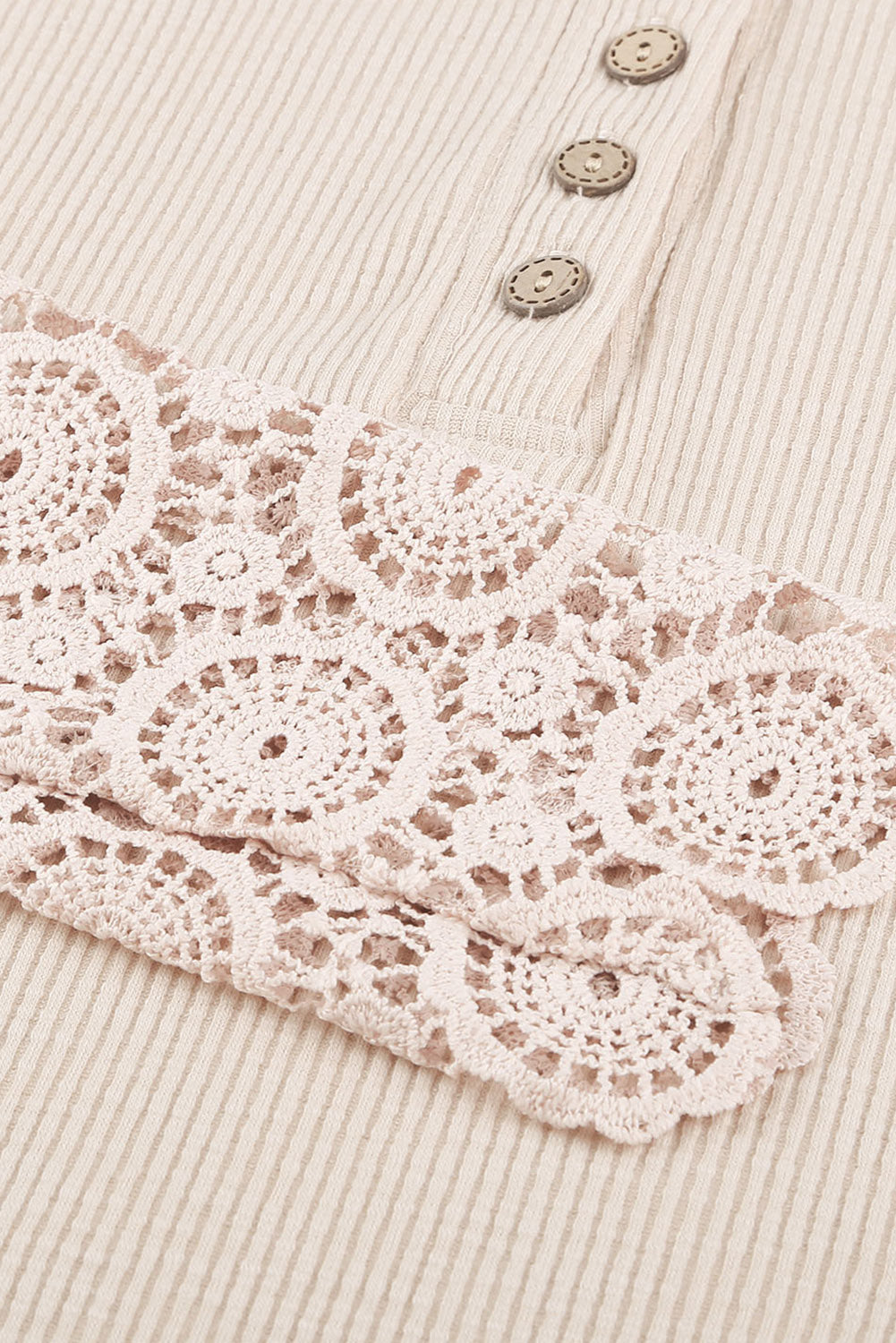 Crochet Lace Sleeve Henley Top