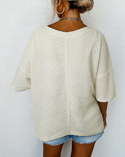 Textured Split Hem Oversized Top