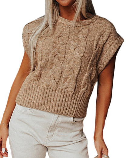 Cable Knit Cap Sleeve Sweater