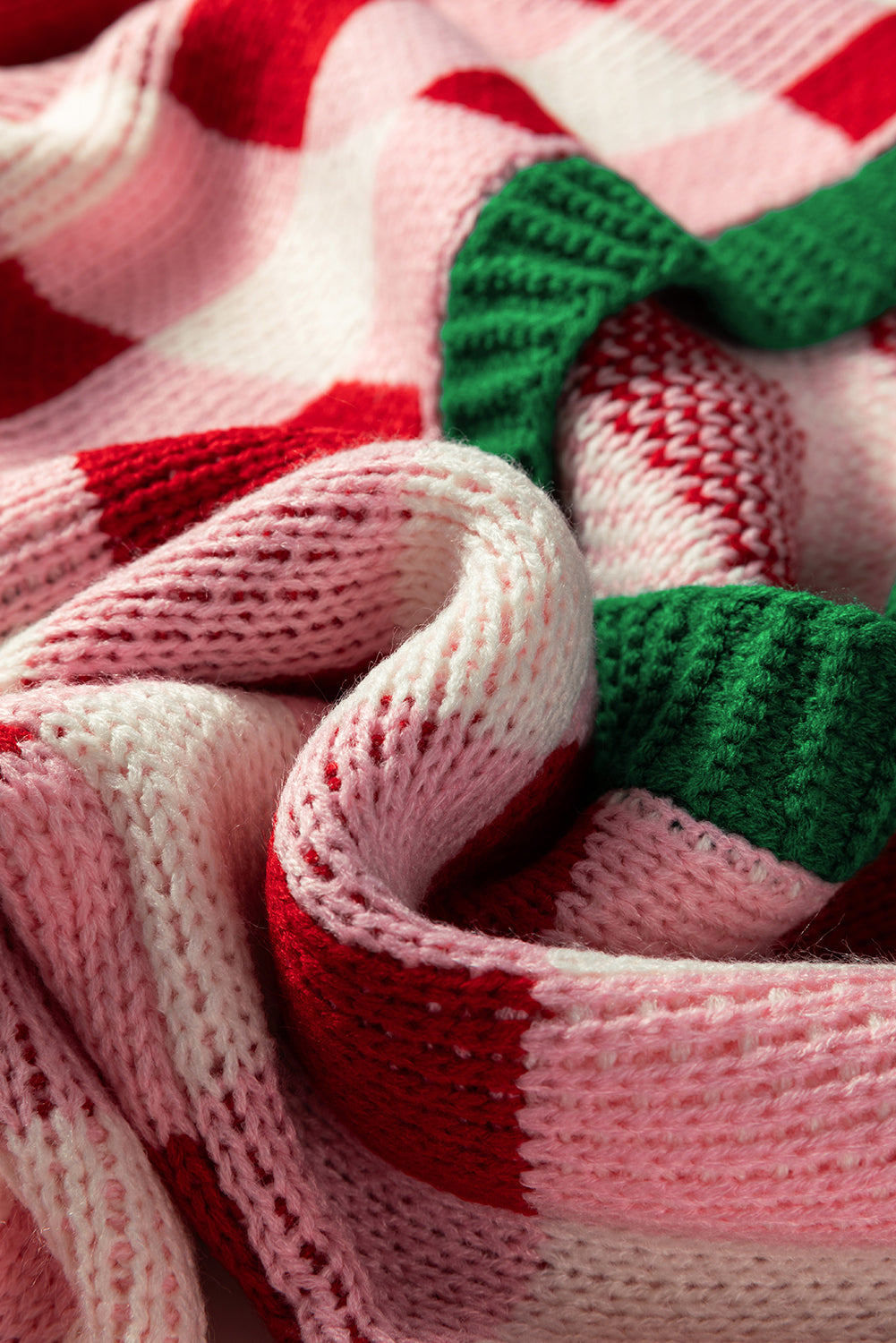 Plaid Bow Open Front Sweater Knit Cardigan