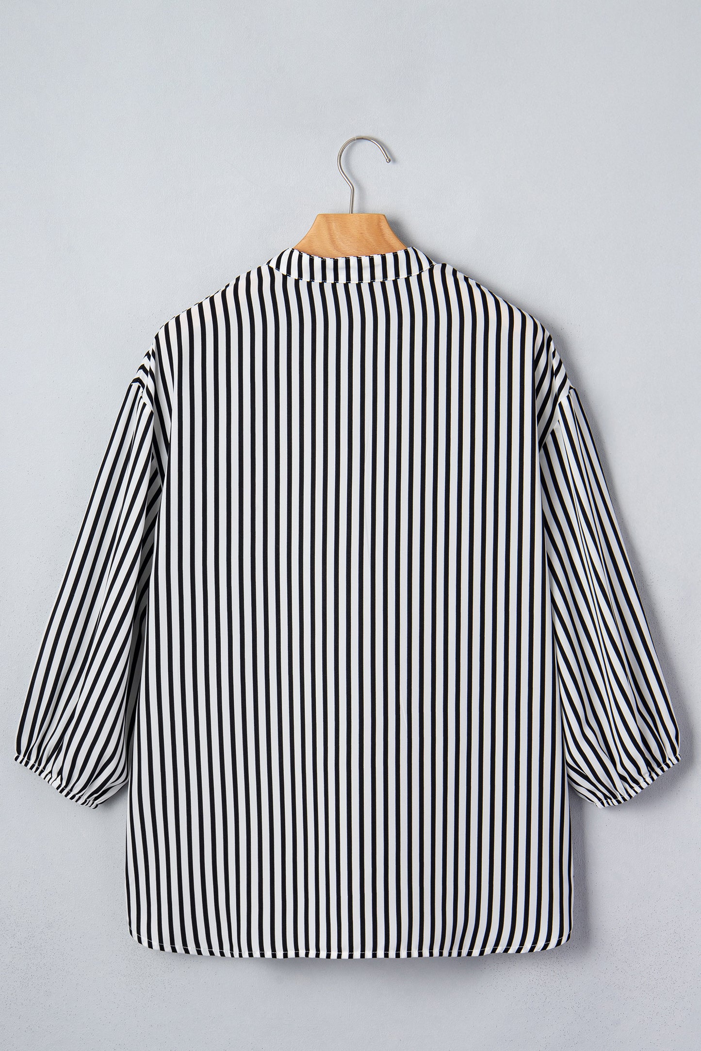 Stripe 3/4 Sleeve V-Neck Button Up Shirt