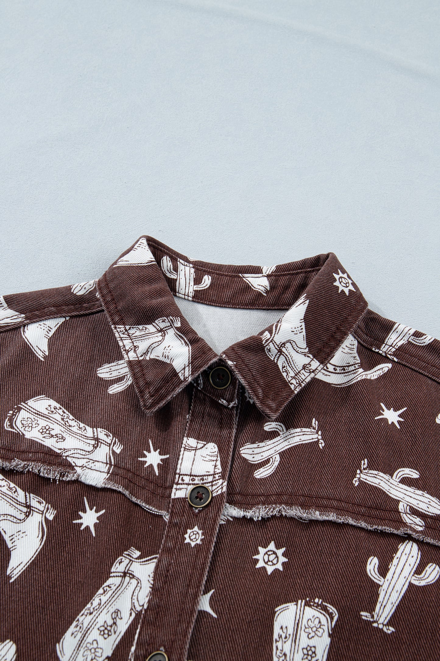 Western Cowgirl Cactus Raw Edge Denim Dress