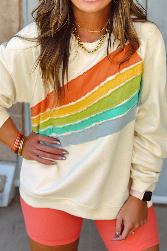 Rainbow Raglan Sleeve Sweatshirt Plus Size