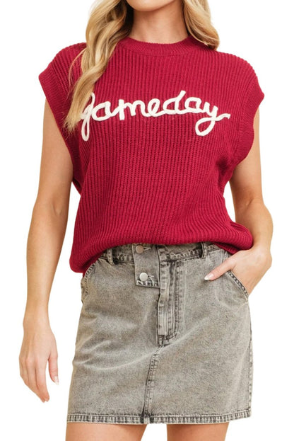 Game Day Sleeveless Sweater Top