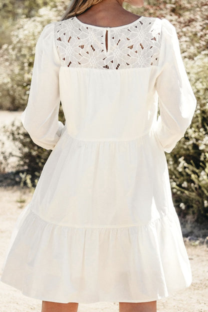 Floral Lace Patchwork 3/4 Sleeve Dress