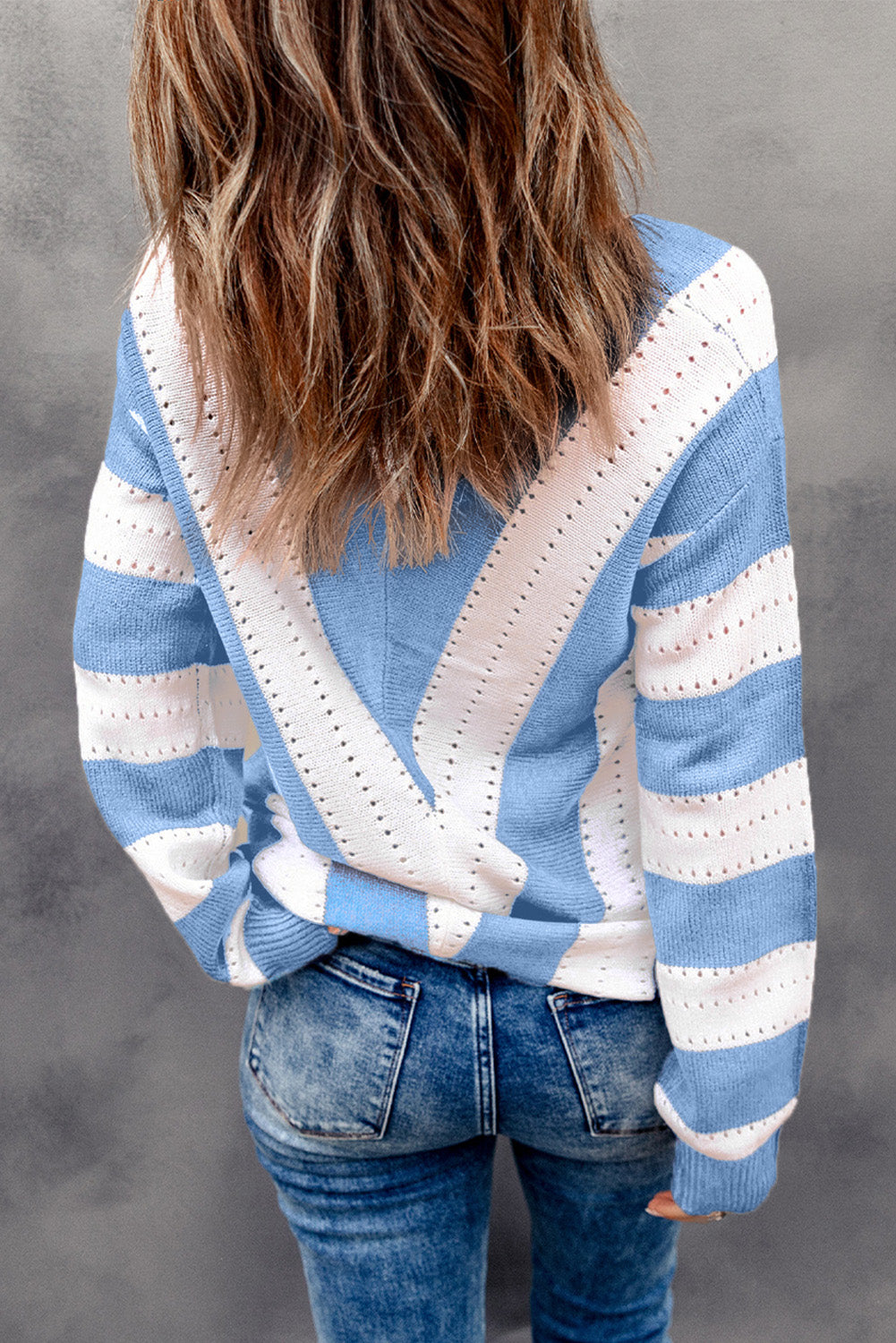 Colorblock Chevron Stripe V-Neck Sweater