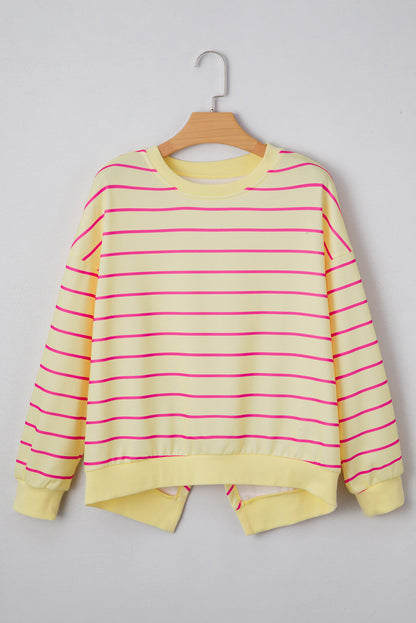 Stripe Overlap Drop Shoulder Pullover Sweatshirt