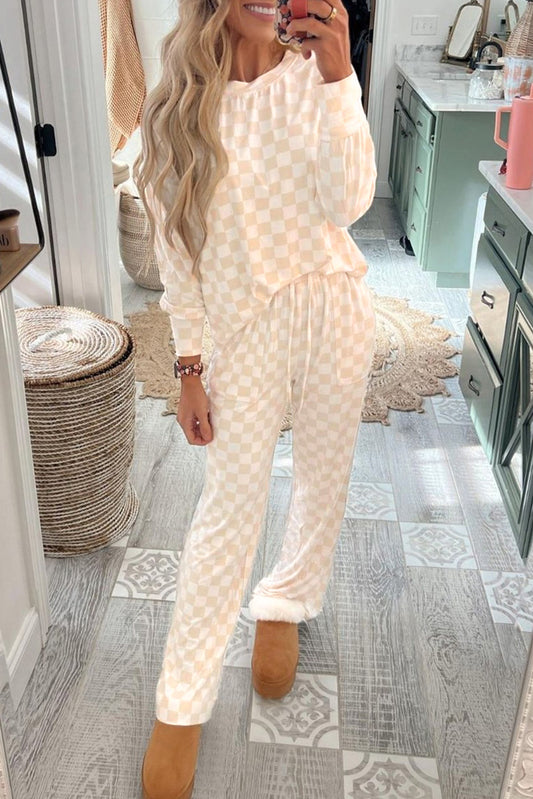 Checker Top and Pants Lounge Set