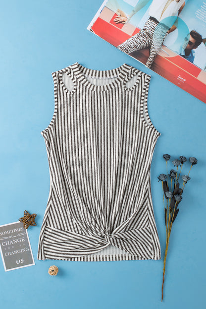 Stripe Twist Front Tank Top