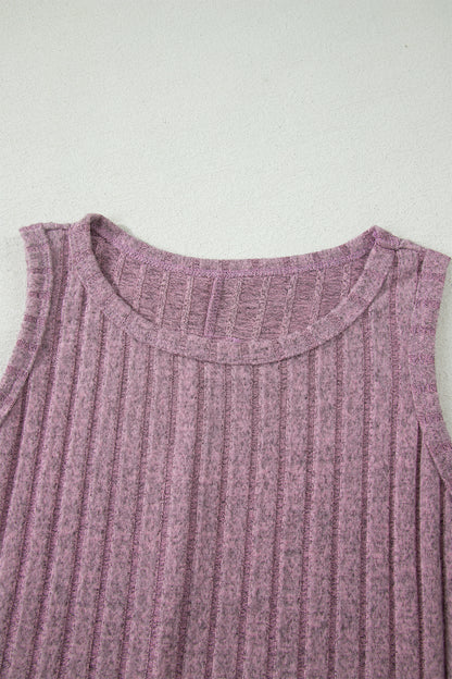 Solid Ribbed Knit Mineral Wash Tank Top