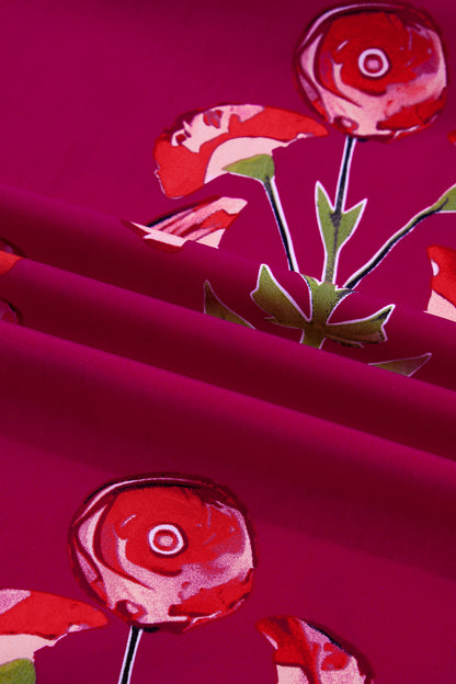 Floral Frilled V-Neck Ruffle Maxi Dress