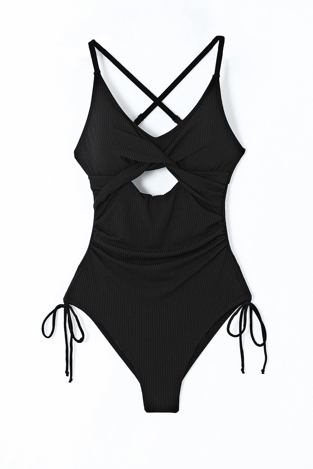 Ribbed Cutout Ruched Monokini