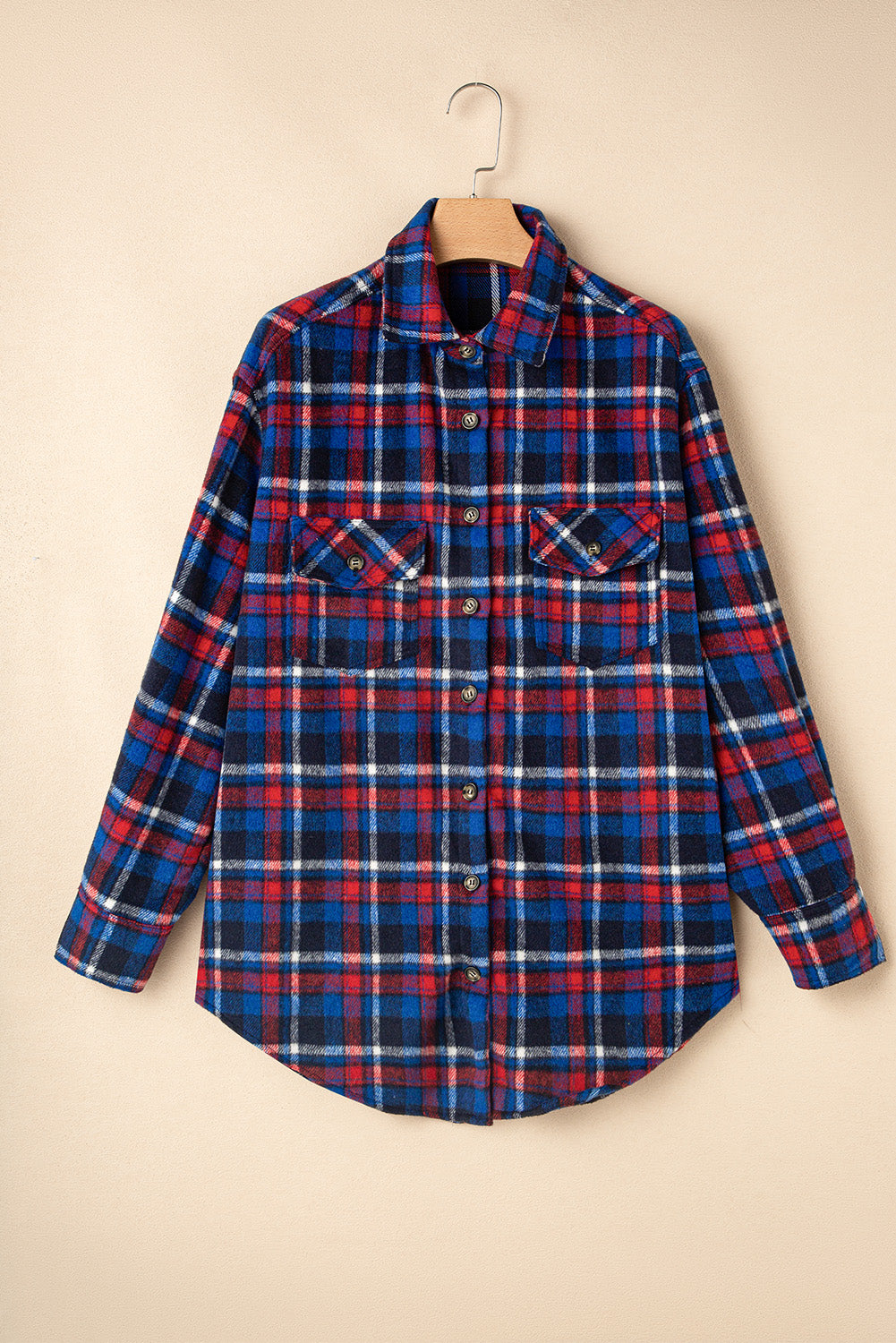 Plaid Flap Pocket Buttoned Shacket